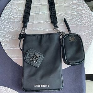 Steven Madden Crossbody Bag - Black Nylon - Cell Phone Purse